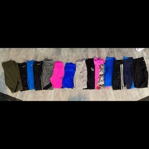 Athletic Leggings Bundle (14 pair) mix of size small and medium, crop and full